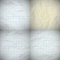 Set of four old dented notebook papers