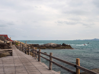 Obraz premium Wooden paths along the sea. Koh Phangan. Thailand.