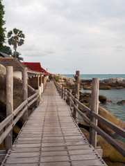 Obraz premium Wooden paths along the sea. Koh Phangan. Thailand.