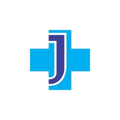Plus with J letter logo design
