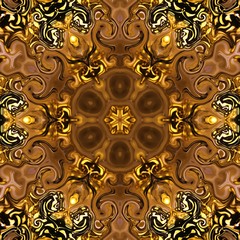 Abstract gold background. Fractal art. Rich creative pattern. Liquid golden color. Bright and shine luxury design.