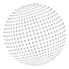 Mesh abstract dot sphere polygonal 2d illustration. Abstract mesh lines and dots form triangular abstract dot sphere.