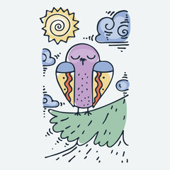 Cute little animal. Cartoon hand drawn vector illustration.