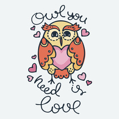 Cute little animal. Cartoon hand drawn vector illustration.