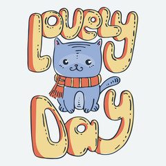 Cute little animal. Cartoon hand drawn vector illustration.