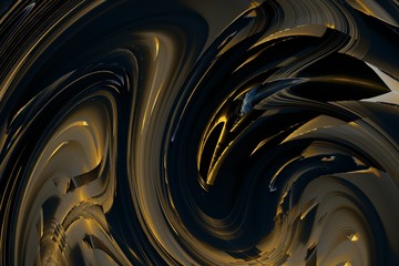 Abstract gold background. Fractal art. Rich creative pattern. Liquid golden color. Bright and shine luxury design.