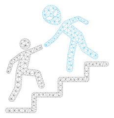 Mesh alien training help polygonal 2d illustration. Abstract mesh lines and dots form triangular alien training help.