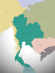 Obraz premium map of thailand administrative, vector Illustration