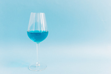 Glass of natural blue wine