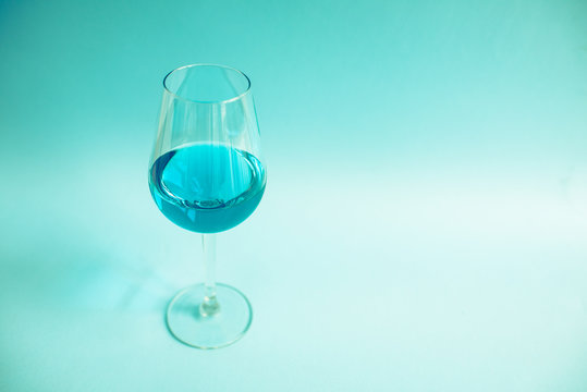 Glass of natural blue wine