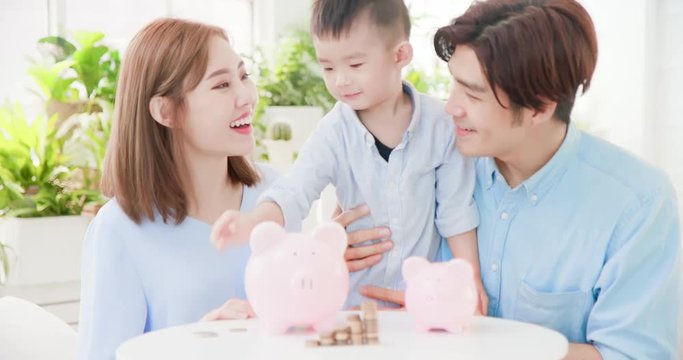 family saving money concept