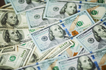 American money background texture bills of 100 american dollars