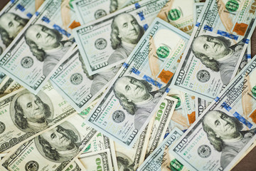 American money background texture bills of 100 american dollars