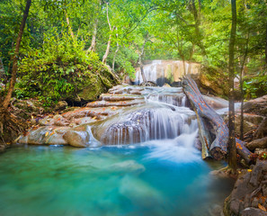 Beautiful waterfall at Erawan national park, Thailand