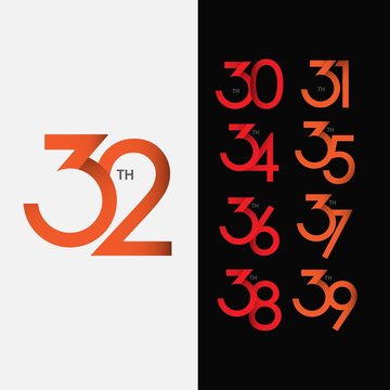 32 th Anniversary Set Vector Template Design Illustration