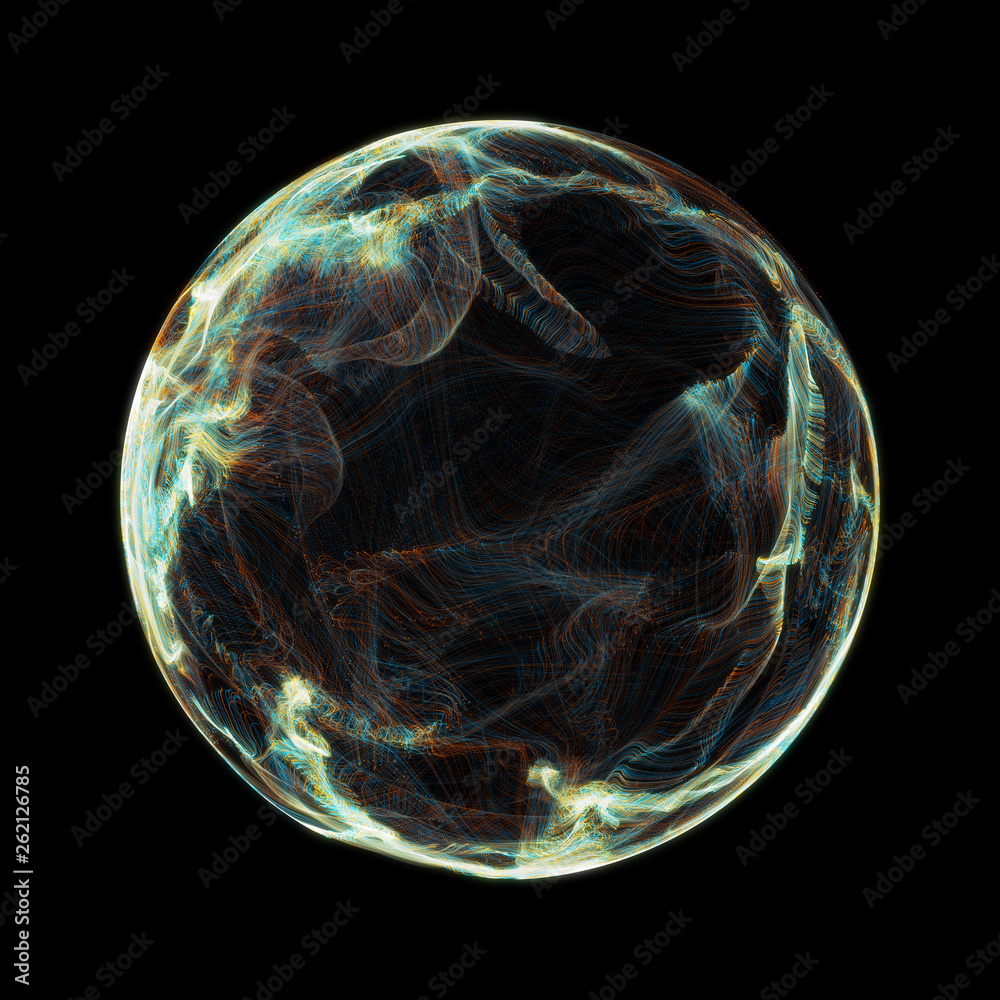 Poster abstract particle sphere, science background.virtual flow big binary data visualization. digital tec