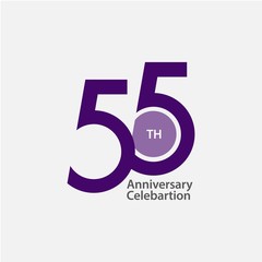 55 th Anniversary Celebration Vector Template Design Illustration - obrazy, fototapety, plakaty