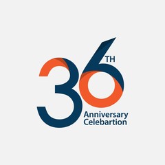 36 th Anniversary Celebration Vector Template Design Illustration - obrazy, fototapety, plakaty