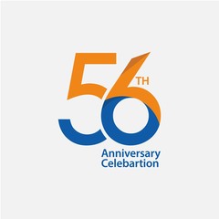 56 th Anniversary Celebration Vector Template Design Illustration - obrazy, fototapety, plakaty