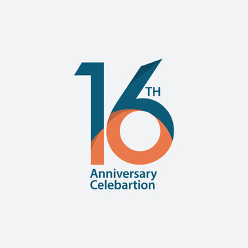 16 th Anniversary Celebration Vector Template Design Illustration