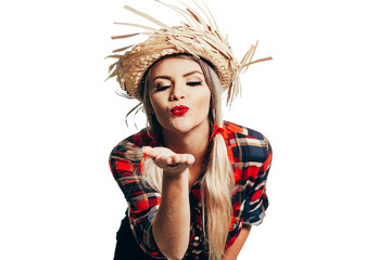 Brazilian woman wearing typical clothes for the Festa Junina - June festival