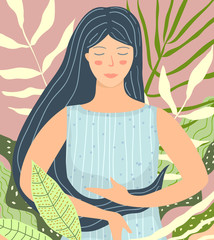Meditating Woman in Nature Beauty Flat design
