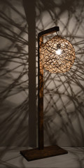 Fototapeta na wymiar Handmade wooden lamps from eco materials