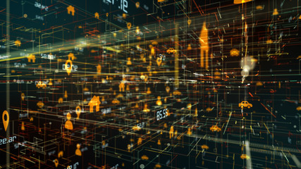 Safe secure global cloud computing information technology mobile network - conceptual 3D render