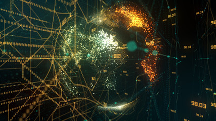 Data encryption for safe secure global cloud computing information technology mobile network - conceptual 3D render