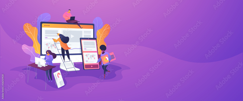 Poster web design, user interface ui and user experience ux content organization. web design development co