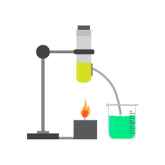 Isolated chemical experiment image. Laboratory instruments. Vector illustration design