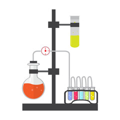 Isolated chemical experiment image. Laboratory instruments. Vector illustration design