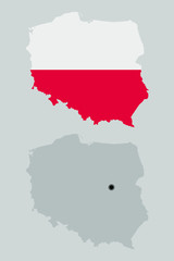 Contour of Poland in grey and in flag colors
