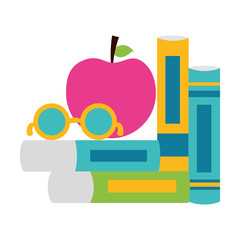 books apple and eyeglasses school supplies