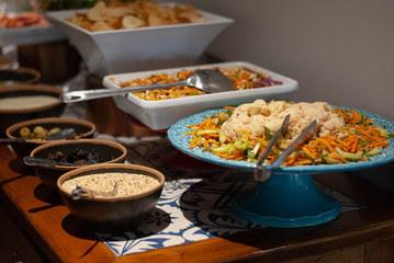 restaurant buffet with salad