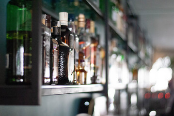 Bar with several different drinks