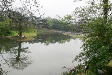 the landscape in ancient town of liujiang,chian