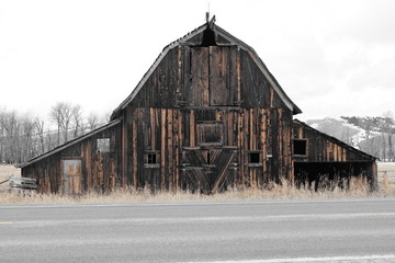 old barn in winter