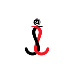 letter j anchor shape logo vector