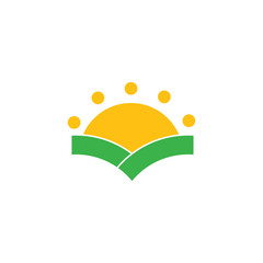 sun and green field dots logo vector