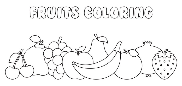 Vector Illustration Of Fruits Coloring Page