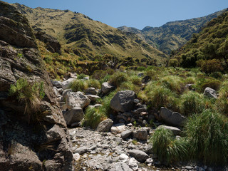 Fototapeta na wymiar The view at the Pasos Malos stream. Villa de Merlo, San Luis, Argentina