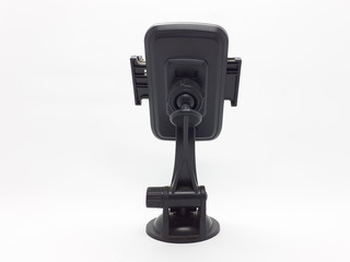 Smartphone or GPS device holder for car's dashboard in white isolated background