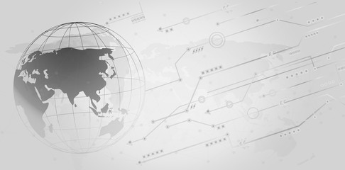 Global network connection Automated Support Assistance and Networks Design Concept with Wireframe
