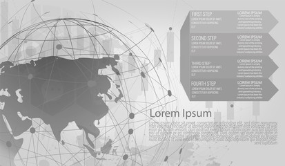 Global network connection Abstract of world network, internet and infographics options template