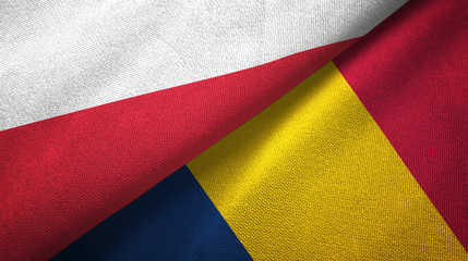 Poland and Chad two flags textile cloth, fabric texture
