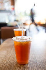 Extreme shallow focus image of a drink with a plastic straw