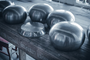Monk's bowl or alms bowl on the table