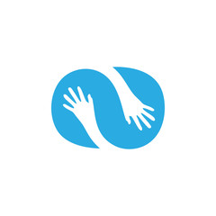 Fototapeta na wymiar hand care blue pure concept logo vector