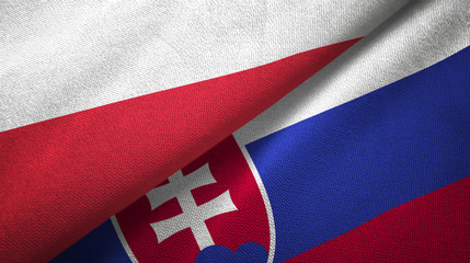 Poland and Slovakia two flags textile cloth, fabric texture